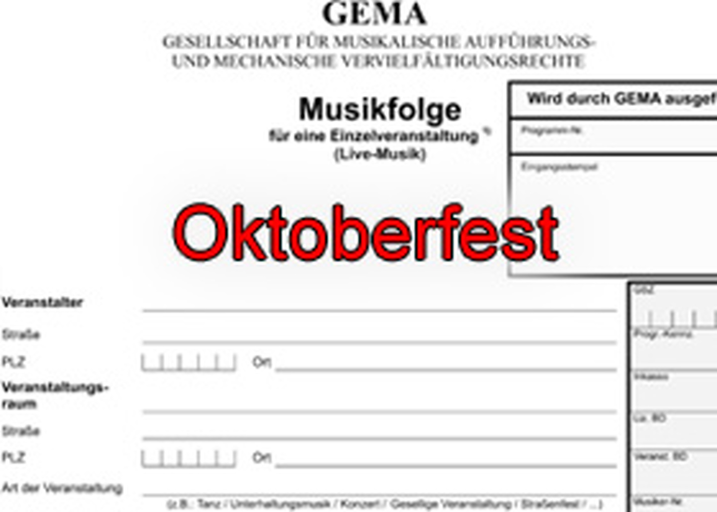 GEMA-Musikfolge Oktoberfest